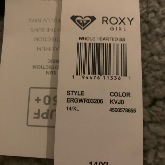 (1609) Roxy Girls' Whole Hearted Short Sleeve Rashguard NWT 14 - Picture 3 of 9